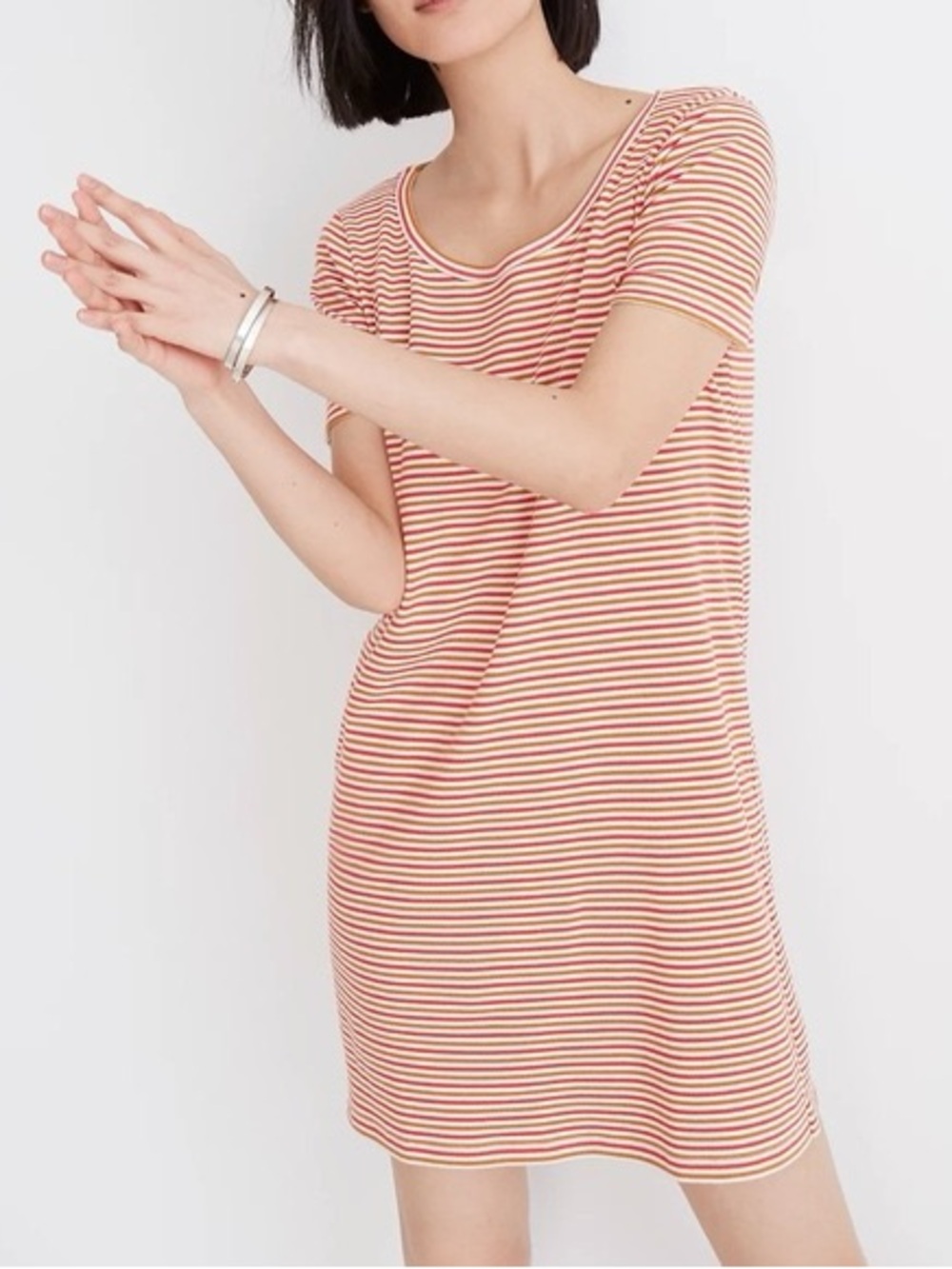 Madewell Red, Brown, and White Striped Mini Dress